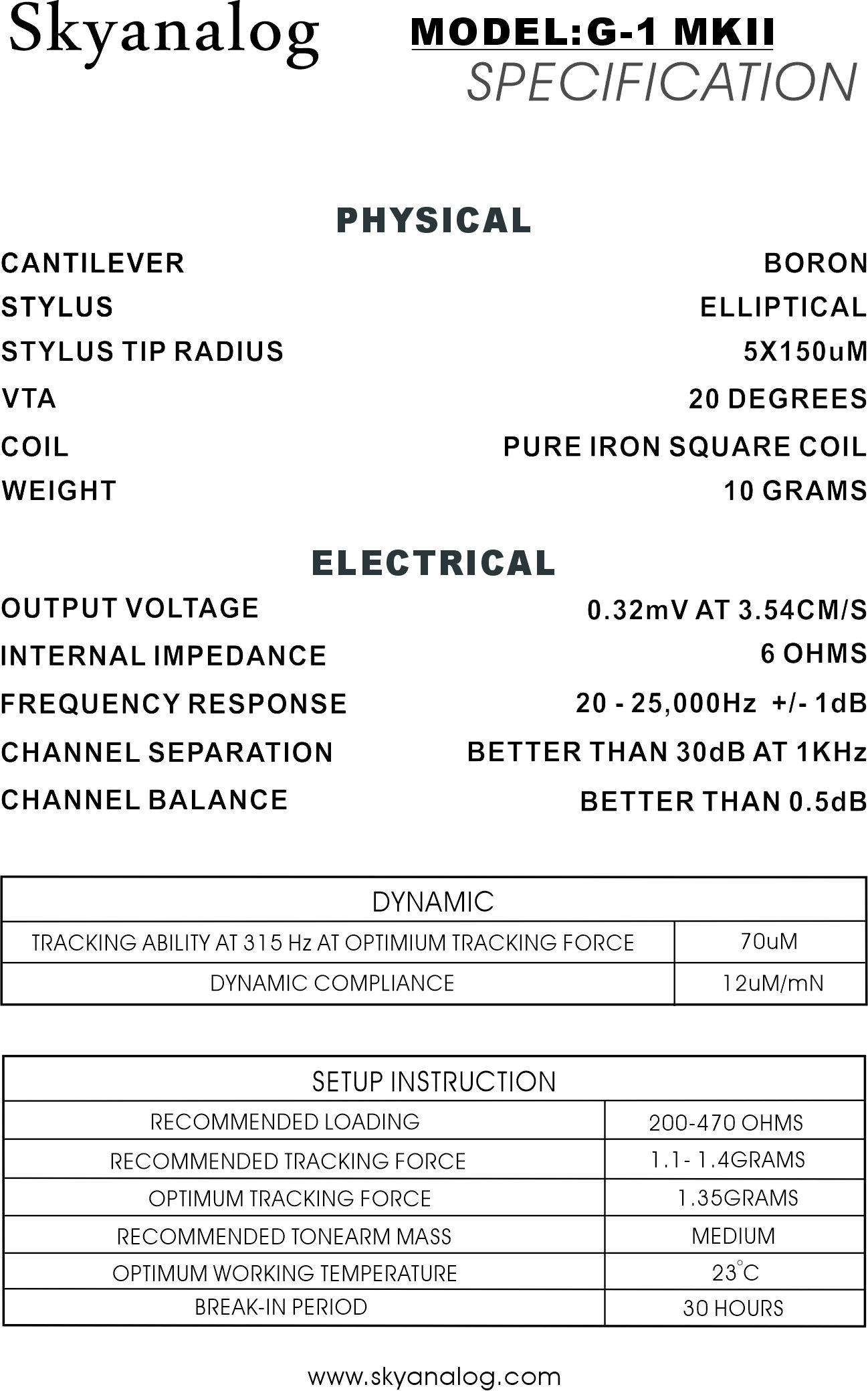 Skyanalog G1 MKII MC