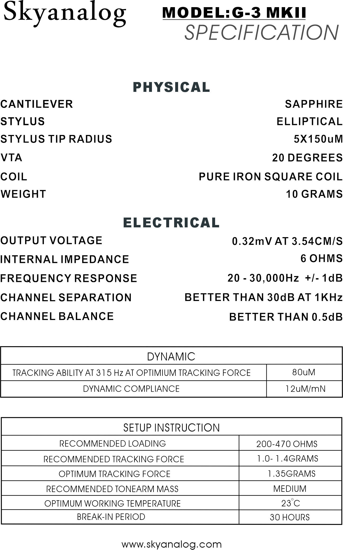 Skyanalog G3 MKII MC 